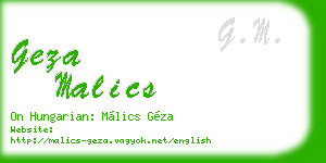geza malics business card