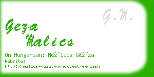 geza malics business card